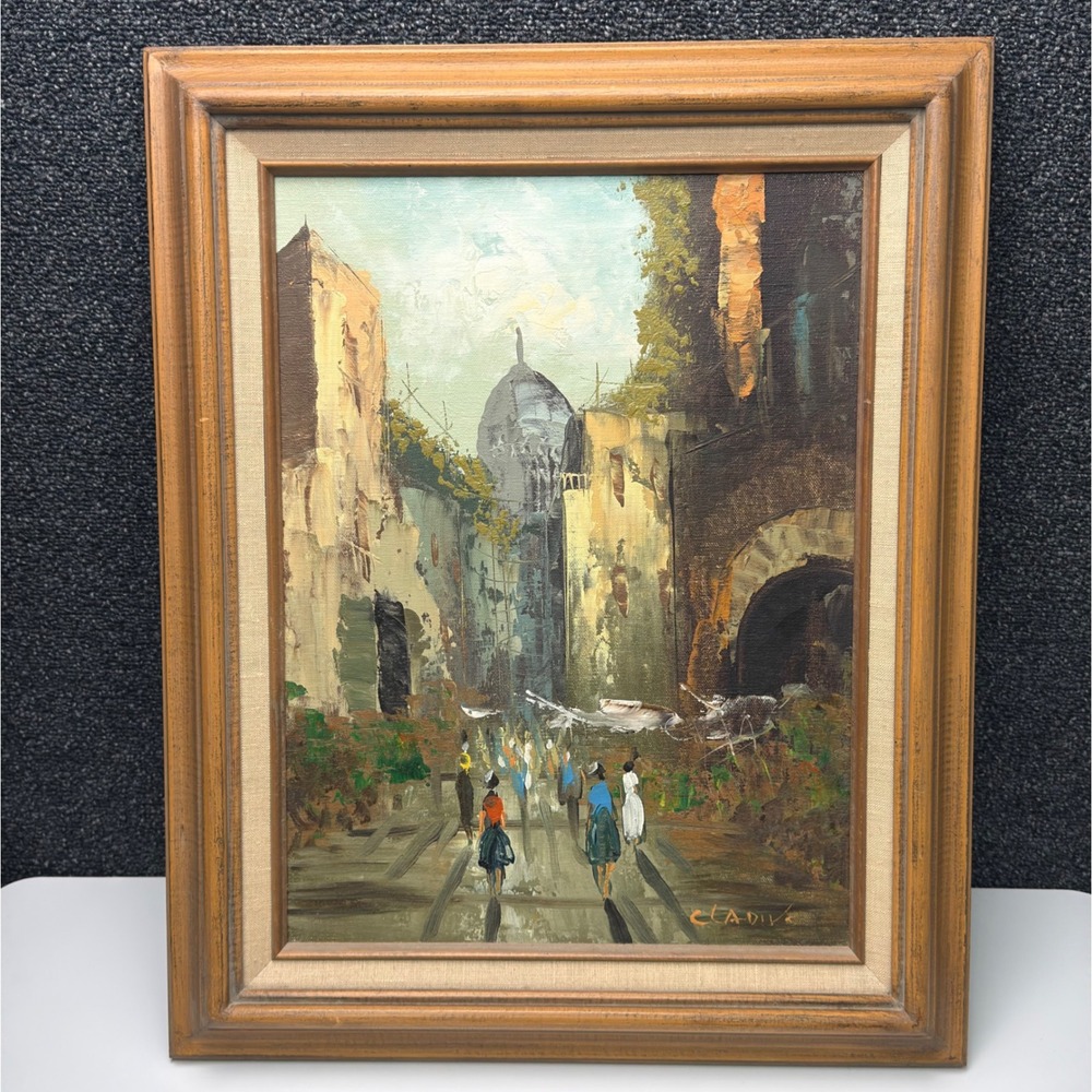 Cladive Original Oil Painting Paris Street Sacre Coeur Impasto Framed 12x16 Art